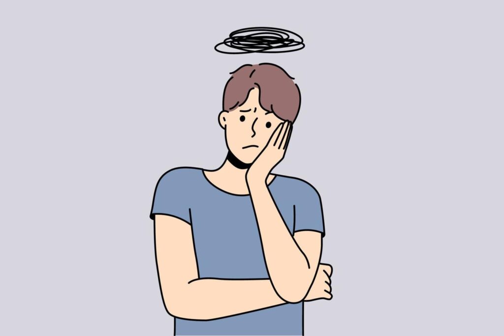 Person stuck in a cycle of overthinking